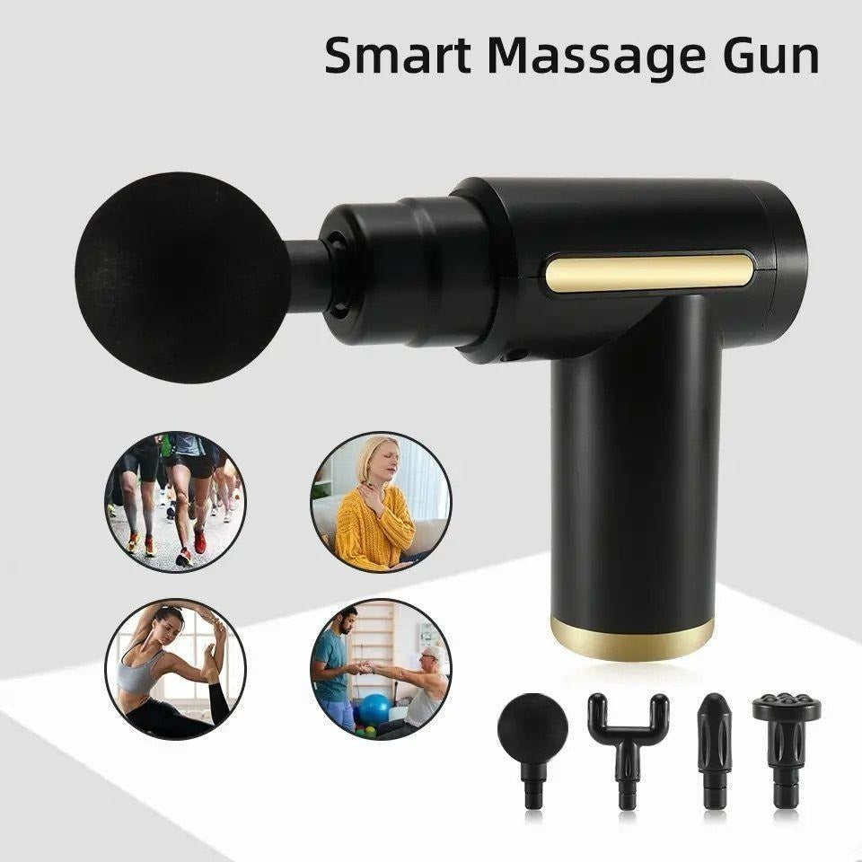 5-in-1 Electric Massage Gun | Deep Tissue Muscle Massager | 6 Speed Levels | 4 Massage Heads